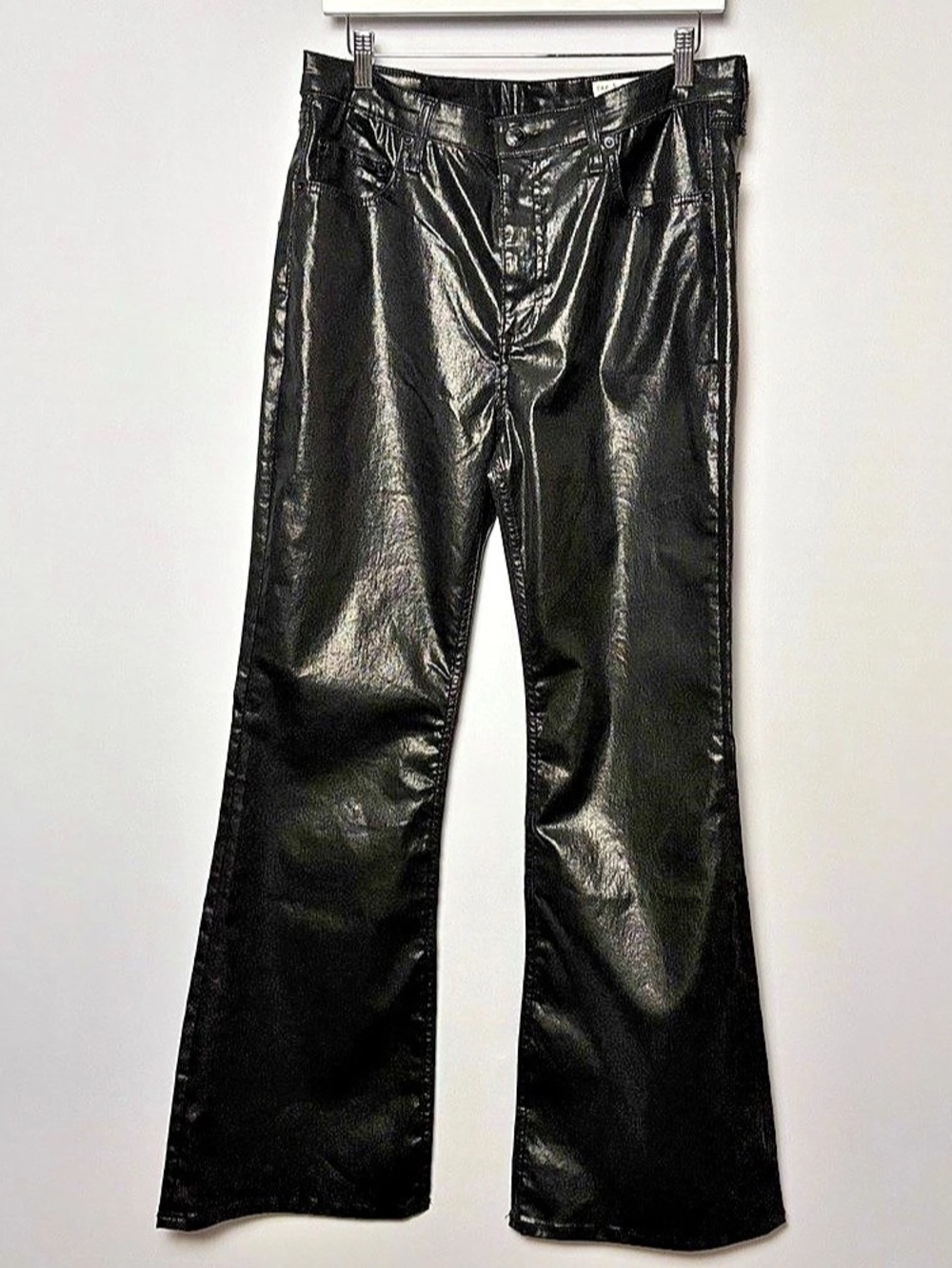 rag & bone The Dahlia Mid-Rise Flare Black Coated Flare Waist 32 NWT